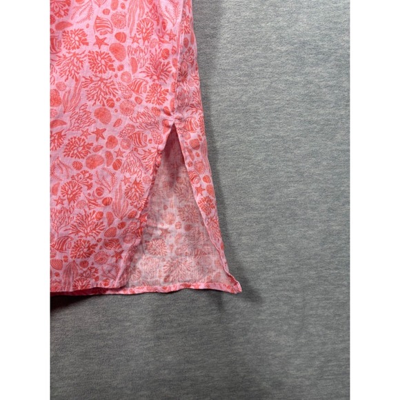 Sigrid Olsen Womens Dress S Sleeveless Button Front Pink Coral Print Linen - Picture 4 of 5
